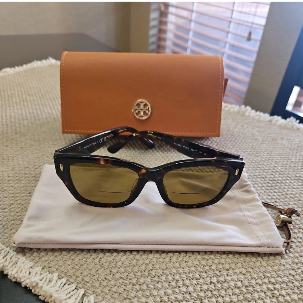 Tory Burch 7167U Tortoise Bifocal 2.0 Polarized Reader Sunglasses with Case